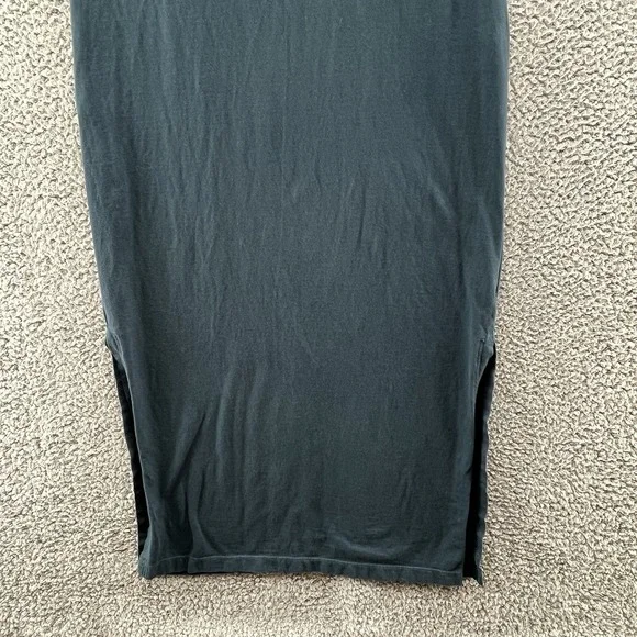 American Giant Dress Women Small Green Cotton Casual T Shirt Side Slit Long Midi - Picture 3 of 11